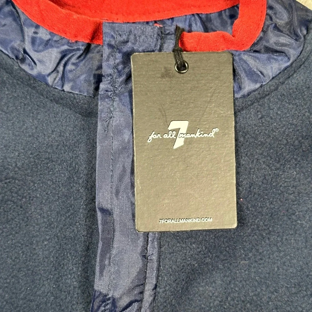 7 For All Mankind Kids Fleece Pullover 24M Navy Gray Red NWT Layer Soft Snaps